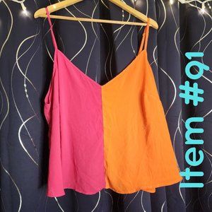 Shein Fit Size 22 cropped flowy tank pink and orange